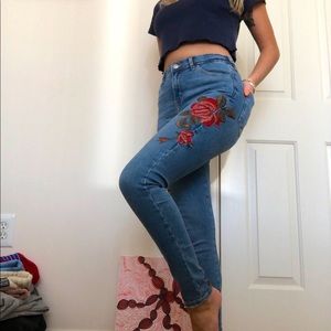 Topshop Moto Jamie Embroidered Jeans